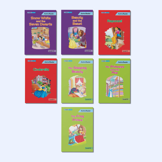 Active Reader Level IV, V & VI Classic Fairytales Collection for Kids | Snow White, Beauty and the Beast, Rapunzel, Cinderella, Sleeping Beauty, Princess and the Pea, The Frog Prince | Illustrated Story Books