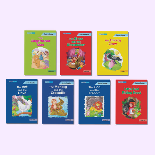 Active Reader Moral Stories & Fairy Tales Combo for Kids | The Gingerbread Man, The Elves and the Shoemaker, The Thirsty Crow, The Ant and the Dove, The Monkey and the Crocodile, The Lion and the Rabbit, Little Red Riding