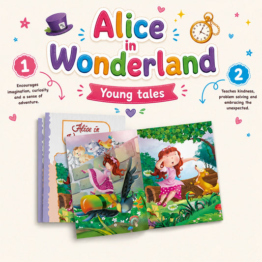 Alice in Wonderland Story Book for Kids | Young Tales Classic Adventure Story | Illustrated Children's Fantasy Book | Bedtime Reading & Moral Story Book