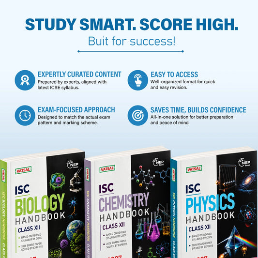 Vatsal ISC Handbooks Physics, Chemistry and Biology Class 12th For Board Exam 2026-2027 (Set of 3 Combos Handbook PCB) - Nageen Prakashan