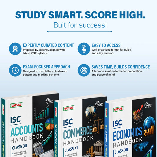 Vatsal ISC Handbooks Accounts, Commerce & Economics Class 12th For Board Exam 2026-2027 (Set of 3 Combos Handbook PCB) - Nageen Prakashan