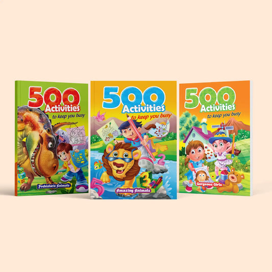 500 Activities to Keep You Busy combo of Amazing Animals, Boy's World, Prehistoric Animals - Nageen Prakashan