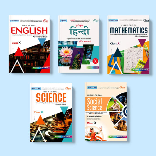 Nootan UP Board Class 10th Book Sets of English, Mathematics, Science, Hindi and Social Science (Set of 5 Books) for 2025-2026 Board Exam by Nageen Prakashan