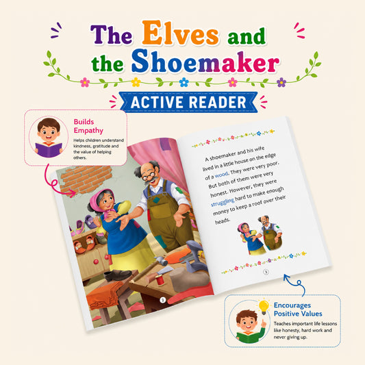 Active Reader Moral Stories & Fairy Tales Combo for Kids | The Gingerbread Man, The Elves and the Shoemaker, The Thirsty Crow, The Ant and the Dove, The Monkey and the Crocodile, The Lion and the Rabbit, Little Red Riding