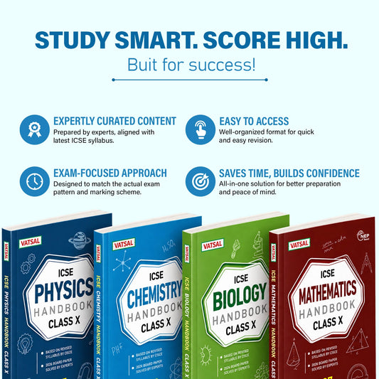 Vatsal ICSE Handbooks Physics, Chemistry, Biology & Mathematics Class 10th For Board Exam 2026-2027 (Set of 4 Combos) - Nageen Prakashan