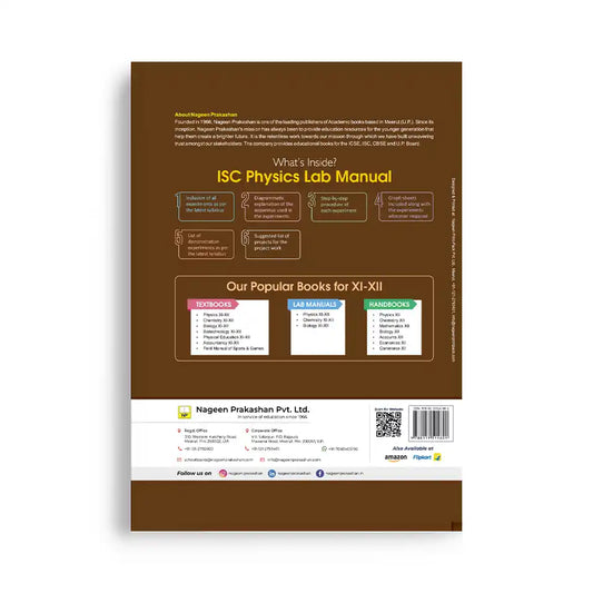 Nootan ISC Board Physics Lab Manual For Class 12th - Academic Year 2025-26 By S.C. Yadav - Nageen Prakashan