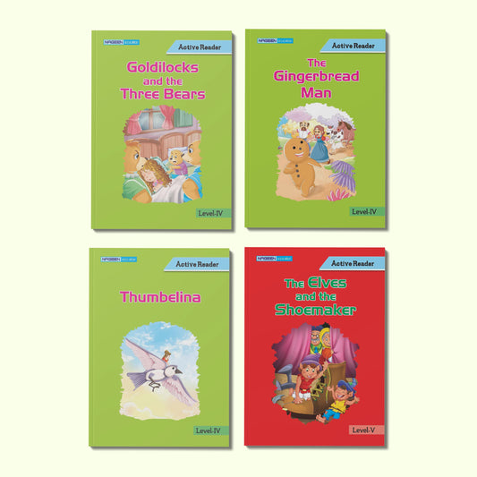 Active Reader Level IV & V Classic Story Books Combo for Kids | Goldilocks and the Three Bears, The Gingerbread Man, Thumbelina, The Elves and the Shoemaker | Illustrated Fairytale Collection for Children