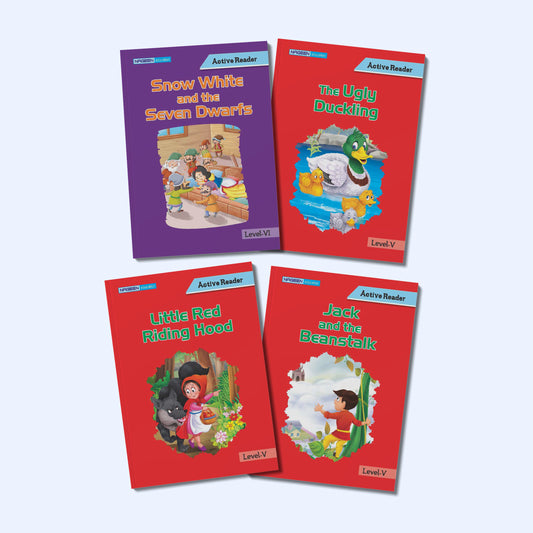 Active Reader Level V & VI Classic Story Books Combo for Kids | Snow White and the Seven Dwarfs, The Ugly Duckling, Little Red Riding Hood, Jack and the Beanstalk | Illustrated Fairytale Collection for Children