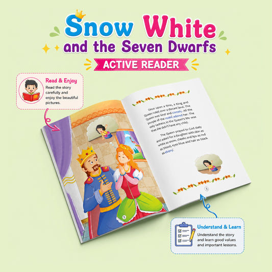 Active Reader Level V & VI Classic Story Books Combo for Kids | Snow White and the Seven Dwarfs, The Ugly Duckling, Little Red Riding Hood, Jack and the Beanstalk | Illustrated Fairytale Collection for Children