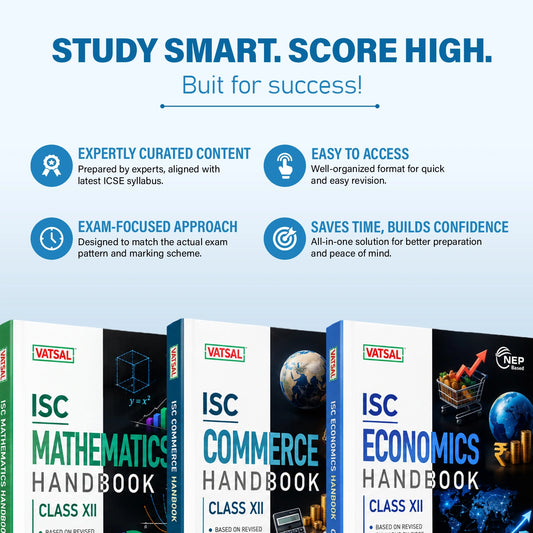 Vatsal ISC Handbooks Mathematics, Economics and Commerce Class 12th For Board Exam 2026-2027 (Set of 3 Combos Handbook MEC) - Nageen Prakashan