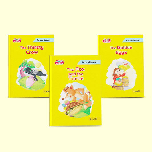 Active Reader Story Book 3 Combos The Thirsty Crow, The Fox and The Turtle, The Golden Eggs  for Kids 4-6 Years - Nageen Prakashan