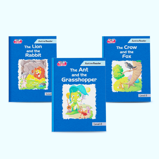 Active Reader Story Book 3 Combos The Lion and the Rabbit, The Ant and the Grasshopper, The Crow and the Fox for Kids 6-7 Years - Nageen Prakashan