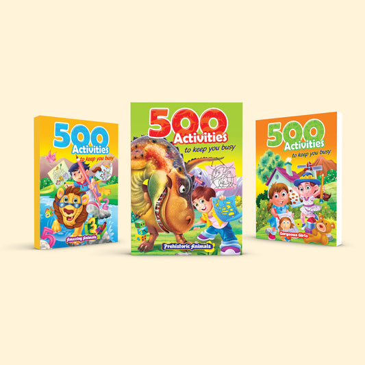 500 Activities to Keep You Busy combo of Amazing Animals, Gorgeous Girls, Prehistoric Animals - Nageen Prakashan