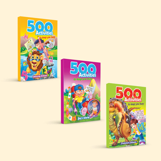 500 Activities to Keep You Busy combo of Amazing Animals, Boy's World, Prehistoric Animals - Nageen Prakashan