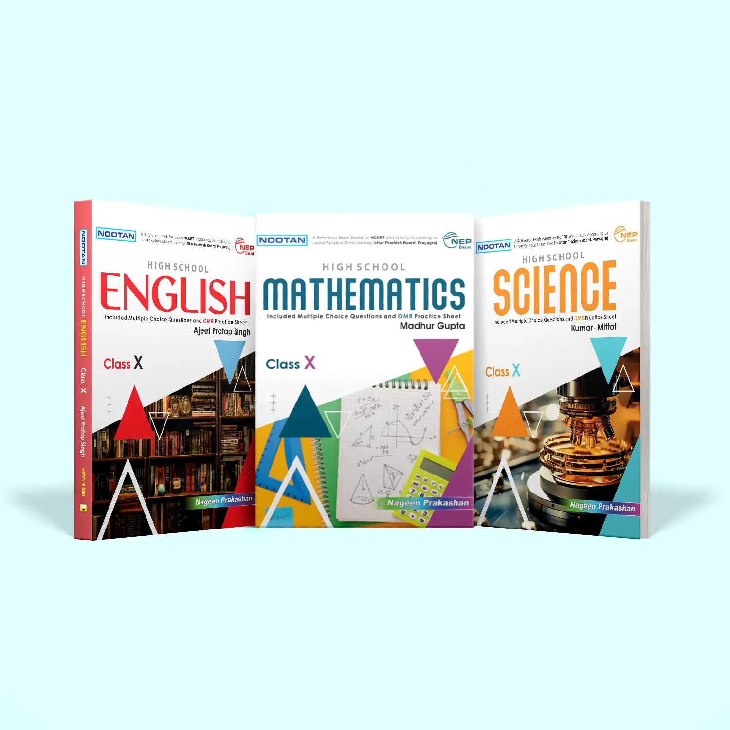 Nootan UP Board Class 10th Textbooks Set of English, Mathematics and Science (Set of 3 Books) for 2026-2027 Board Exam by Nageen Prakashan