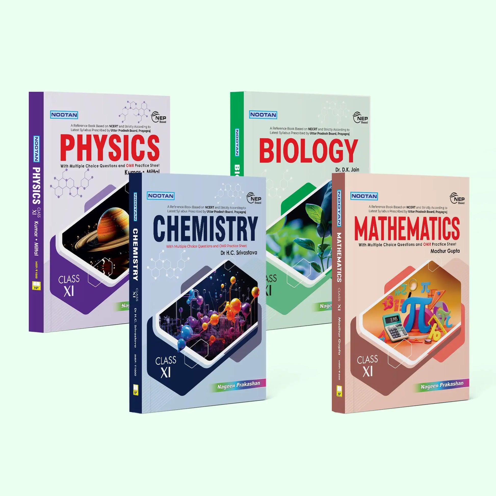 Nootan UP Board Class 11th Textbooks Set of Physics, Chemistry, Biology and Mathematics (Set of 4 Books) for 2026-2027 Board Exam by Nageen Prakashan