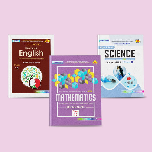 Nootan UP Board Class 10th Book Sets of English, Mathematics and Science (Set of 3 Books) for 2024-2025 Board Exam by Nageen Prakashan