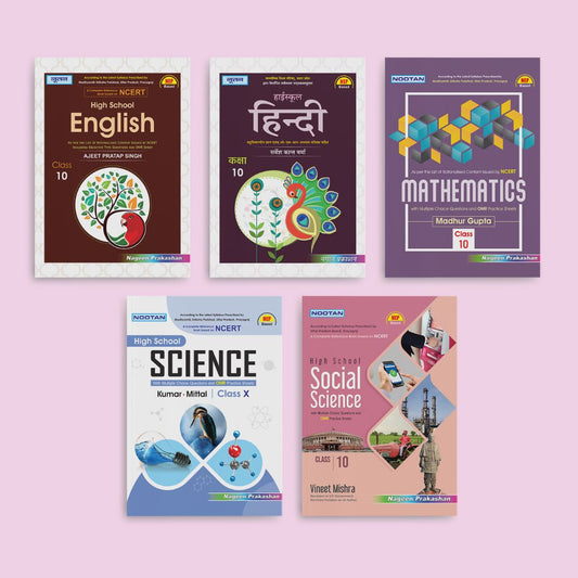 Nootan UP Board Class 10th Book Sets of English, Mathematics, Science, Hindi and Social Science (Set of 5 Books) for 2024-2025 Board Exam by Nageen Prakashan